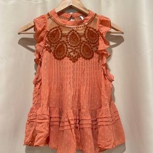 Free People Coral Blouse